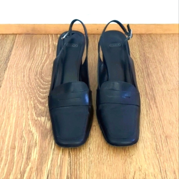 Vintage Coach Italian Leather Square Toe Sling Back Heels "Breene" Size 8.5 - Picture 2 of 7